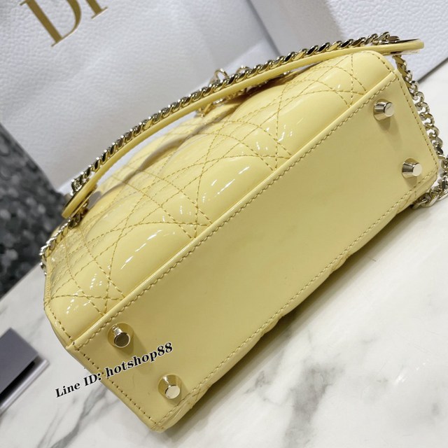 Dior專櫃2022新款手提肩背斜挎女包 迪奧LADY44531漆皮升級版迷你手袋 fkd1353
